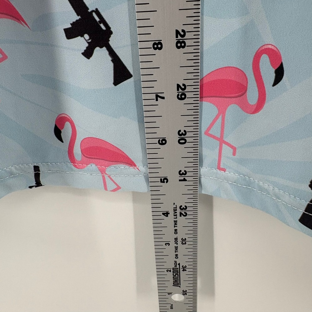 Eagle Six Gear Mens 2XL Flamingo Rifle Polo Shirt Light Blue Tactical Tropical - Picture 6 of 7